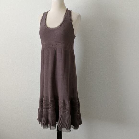 Bimba Y Lola Brown Knit Dress Lace Bohemian Large - Picture 7 of 10